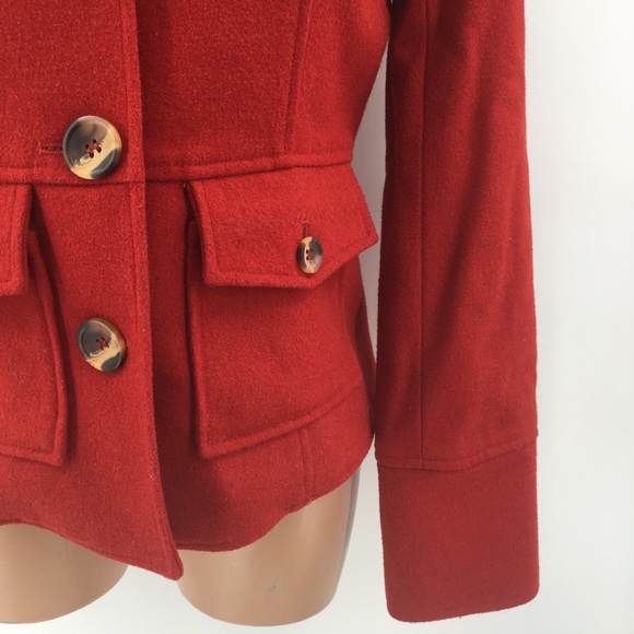 Sundance Red Wool Blend Military Style Jacket Coat - Picture 4 of 9